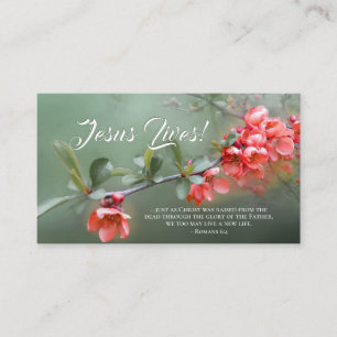 Cartão De Visita Jesus Vive Flores de primavera Bíblia na Páscoa