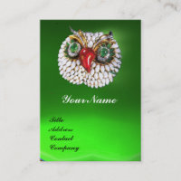 JEWEL OWL, Dourado, Esmeralda Verde, pérola branca