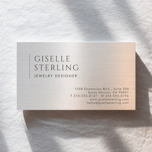 Cartão De Visita Jewelry Designer Brushed Metal (Criador carregado)