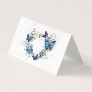 Cartão De Visita Jewelry Heart with Butterflies Morpho