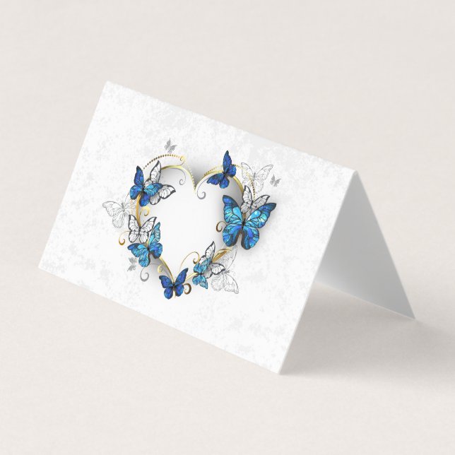 Cartão De Visita Jewelry Heart with Butterflies Morpho (Frente)