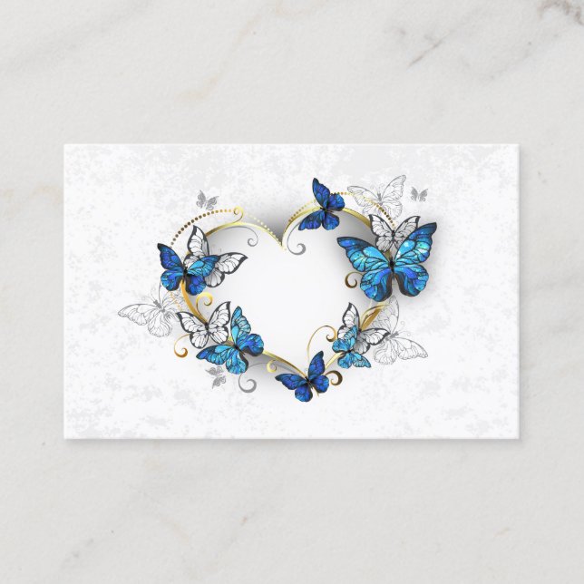 Cartão De Visita Jewelry Heart with Butterflies Morpho (Frente)