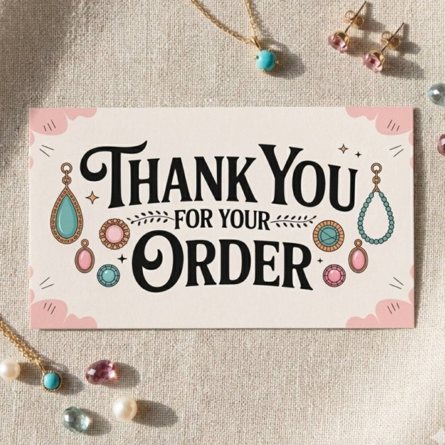 Cartão De Visita Jewerly Small Business Thank You Business Card (Criador carregado)