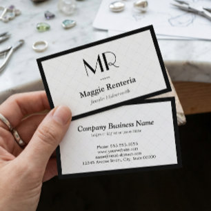 Cartão De Visita Joaleiro/Silversmith - Monograma Na moda limpo