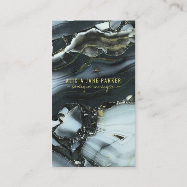 Cartão De Visita joalheiro de pedras de mármore azul, Dourado, vead (Frente)
