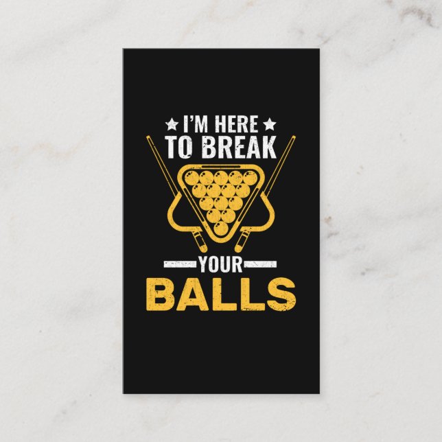 Cartão De Visita Jogador de Piscina de Piada Sarcástico (Frente)