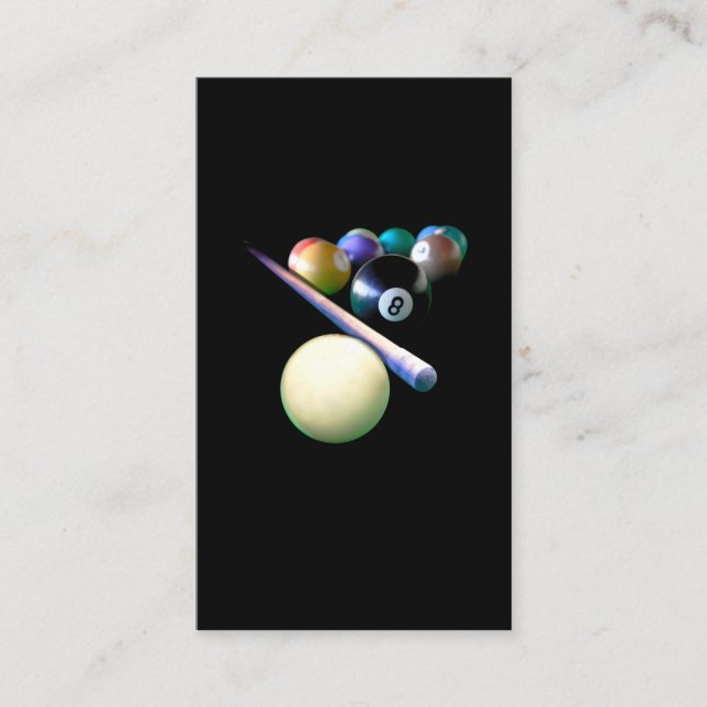 Cartão De Visita Jogador de Piscina do Billiard Balls Cue Snooker (Frente)