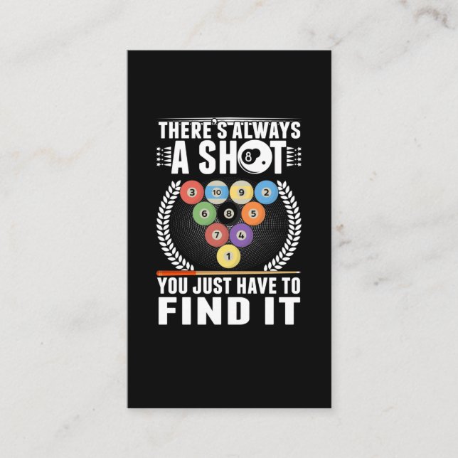 Cartão De Visita Jogador de Piscina Engraçado da Piada Billiard Cue (Frente)