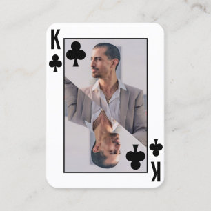 Cartão De Visita Jogador de Poker Branco Preto do Rei dos Clubs