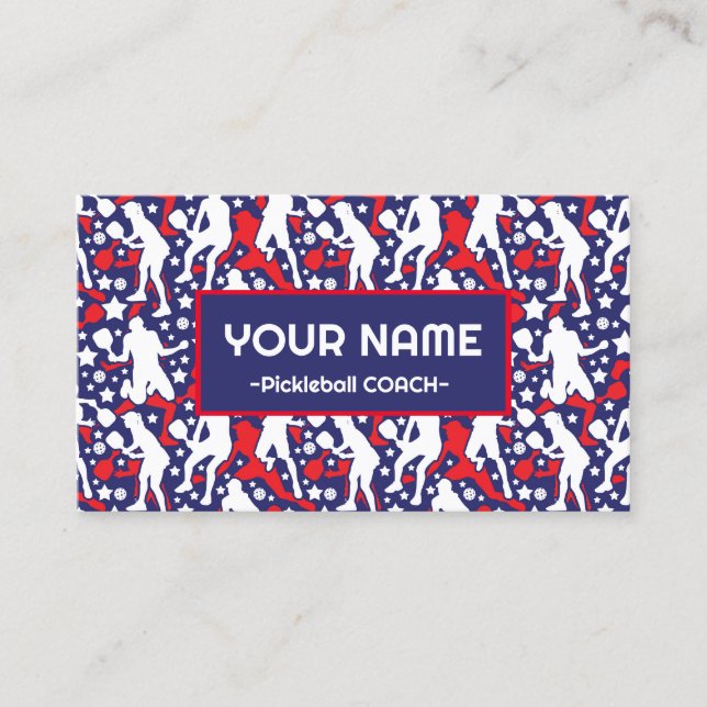 Cartão De Visita Jogadores de picleball americano do treinador Pick (Frente)