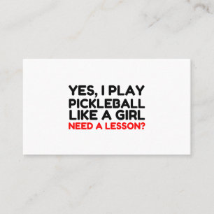 Cartão De Visita Jogar Pickleball Como Uma Menina Precisa De Liçã