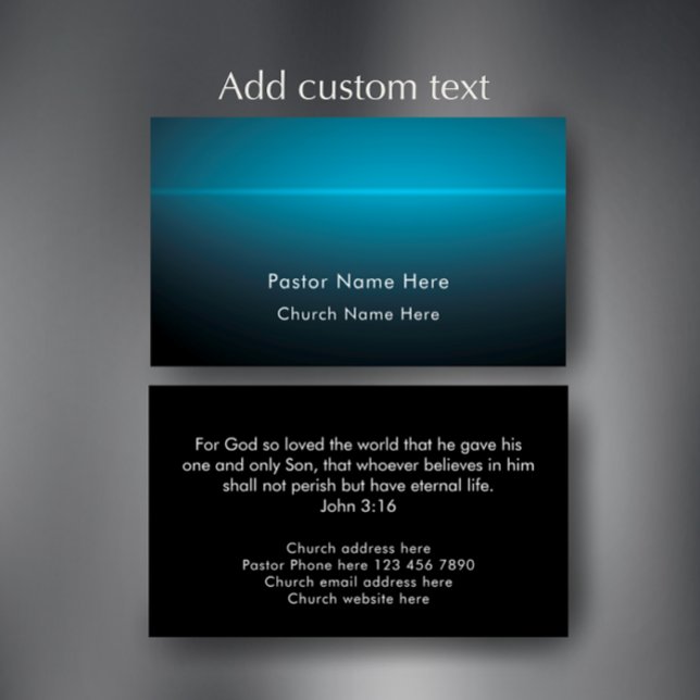 Cartão De Visita John 3:16 Custom Scripture Christian Church Pastor (Custom text Bible scripture card. John 3:16 verse on a pastor business card. Modern blue template.
)