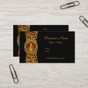Cartão De Visita Joia de animal Leopardo Preto Elegante e Sofistica