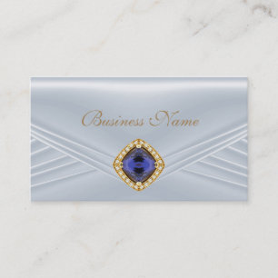 Cartão De Visita Joia de Diamante Prata Azul Elegante