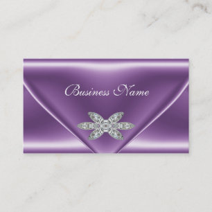 Cartão De Visita Joia de Diamante Prateado Roxo Mauve Elegante