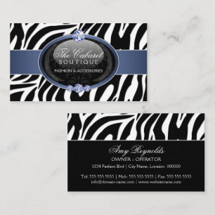 Cartão De Visita Jóia elegante da forma da zebra