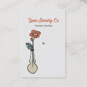 Cartão De Visita Joia Floral Poppy com Cinza leve