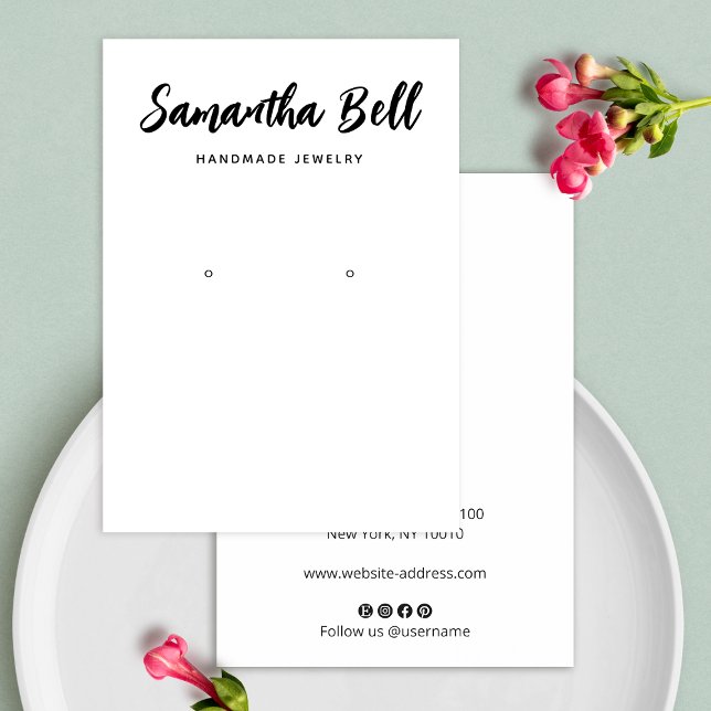 Cartão De Visita Joias Brancas com Leitura de Leitura Branca com Sc (Criador carregado)