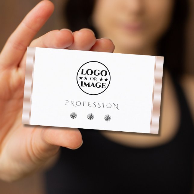 Cartão De Visita Joias brancas de aspersão Douradas de Rosa de luxo (Criador carregado)