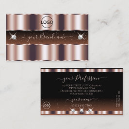 Cartão De Visita Joias cinzentas brilhantes Douradas com Rosa Shimm