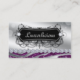 Cartão De Visita Joias de luxo Salão Fashion Zebra Roxo