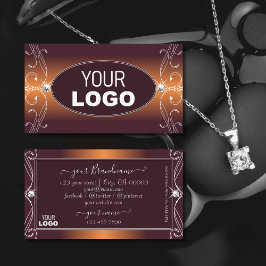 Cartão De Visita Joias de reposição do Ornamentado Laranja castanho