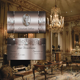 Cartão De Visita Joias Douradas Escuras Elegantes Rosa Escuras com 