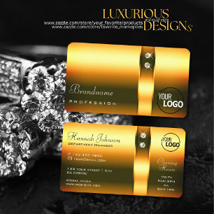 Cartão De Visita Joias e logotipos de Dourado gradiente laranja de 