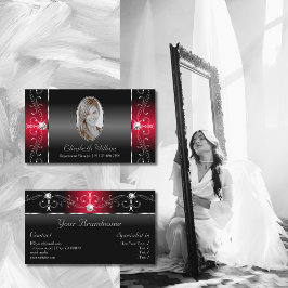 Cartão De Visita Joias Majestosas Pretas e Vermelhas Espalhadas com