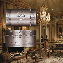 Cartão De Visita Joias pretas e Douradas Rosa preto Elegante com lo