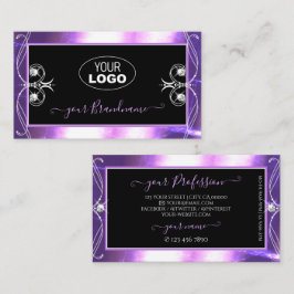 Cartão De Visita Joias rebeldes pretas roxas, Ornamentado Luxuy, co