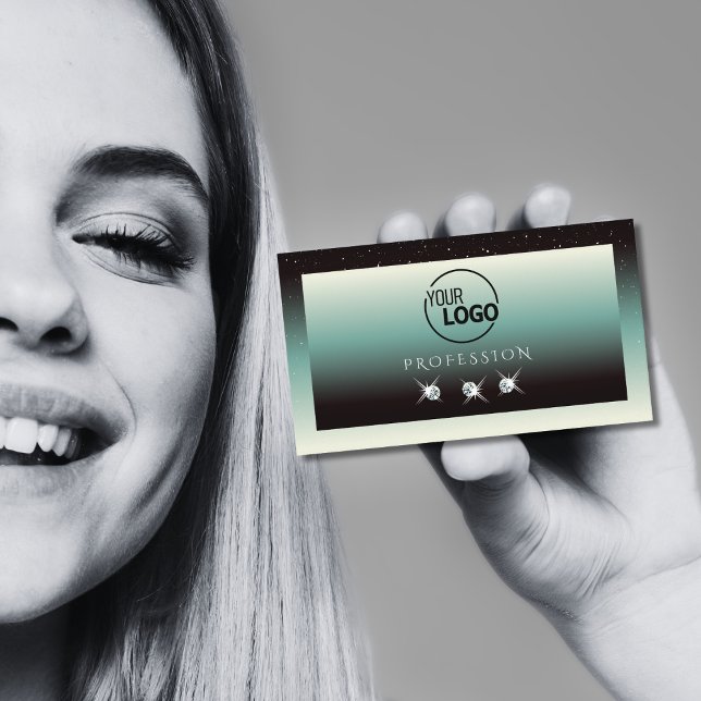 Cartão De Visita Joias Sparkle Gradientes Negras modernas, adiciona (Criador carregado)