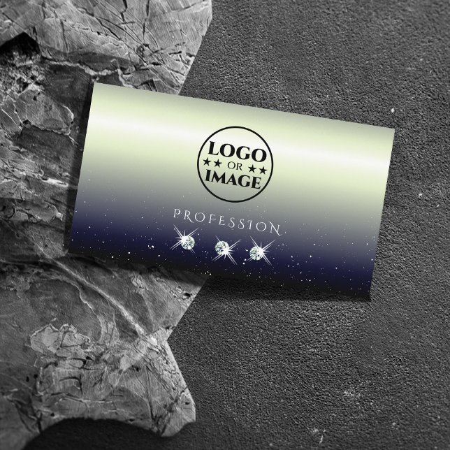 Cartão De Visita Joias Sparkle Gradientes Pretas Silver Azul Adicio (Criador carregado)