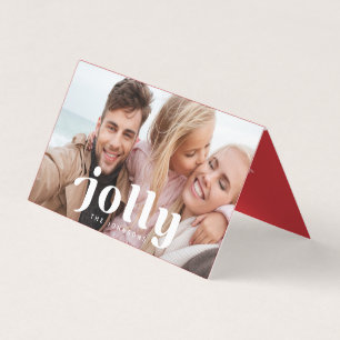 Cartão De Visita Jolly Happy Holidays Foto Moderna da Família Simpl