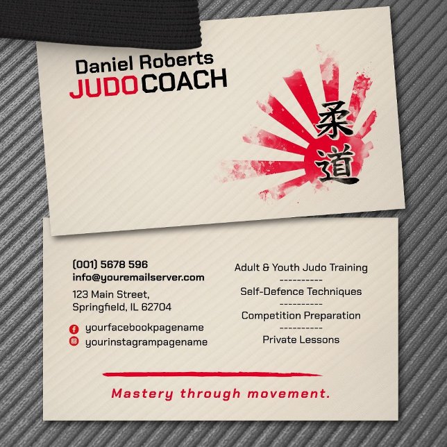 Cartão De Visita Judo instructor - Kanji and Judoka  (Criador carregado)