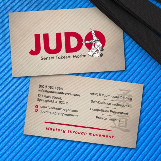 Cartão De Visita Judo instructor - Kanji and Judoka  (Criador carregado)