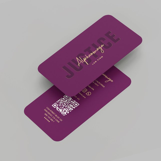 Cartão De Visita Juiz advogado moderno Lux Purple (Modern Lawyer Justice Solicitor Luxury Purple Business Card
)