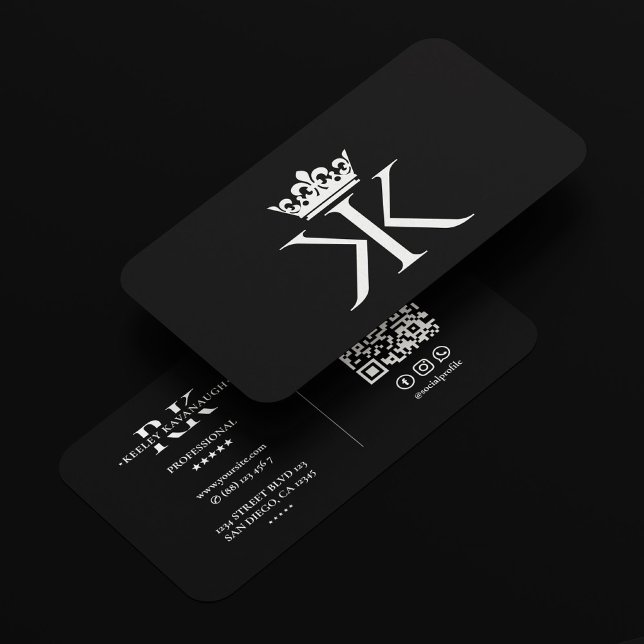 Cartão De Visita K Crown Black White Modern Professional Modern (K Crown Black White Modern Professional Modern Business Card
)