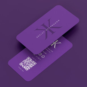 Cartão De Visita K Monograma Real Purple Modern Professional