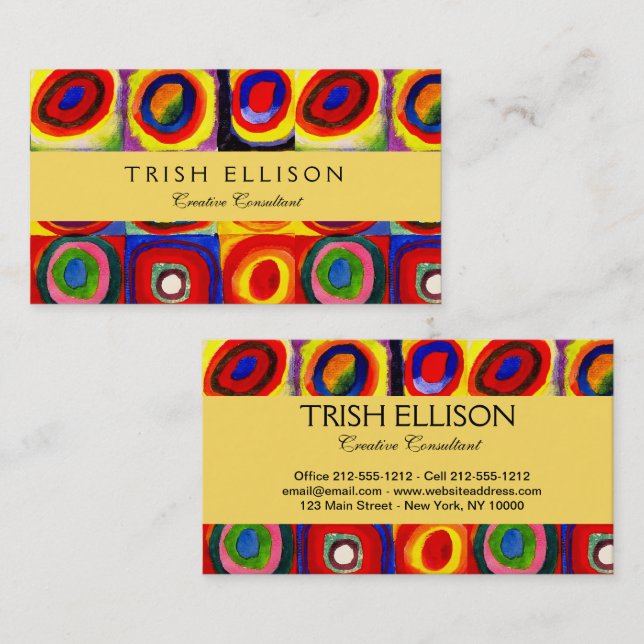 Cartão De Visita Kandinsky Farbstudie Quadrate Esquadra Círculos de (Frente/Verso)