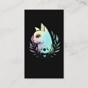 Cartão De Visita Kawaii Cat Moon Wicca Pastel Gótico Kitten Cresce