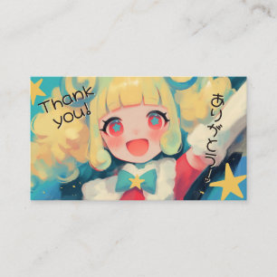Cartão De Visita Kawaii Japonês Obrigado pela Compra
