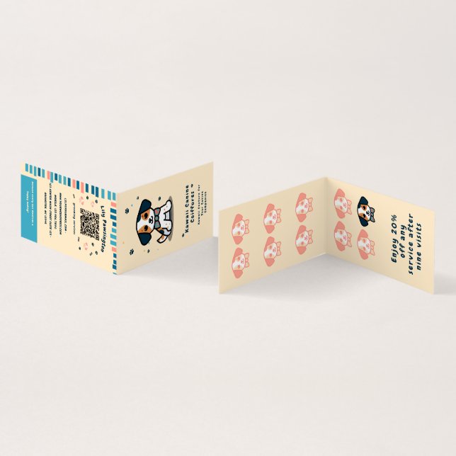 Cartão De Visita Kawaii Paws Delight Cachorro (Interior e exterior)