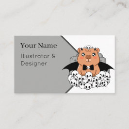 Cartão De Visita Kawaii Vampire Capybara - Cemitério Assustador