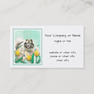 Cartão De Visita Keeshond em Tulips pintando lindas artes caninas o