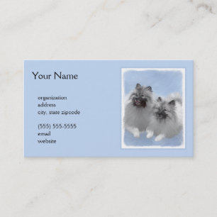 Cartão De Visita Keeshond Pair de Kees pintando Arte Animal Origina