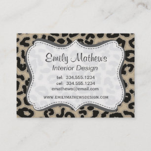 Cartão De Visita Khaki, Tan, Impressão Animal Leopardo