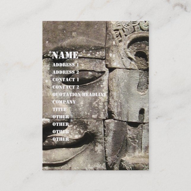 Cartão De Visita Khmer Stone Face ... Bayon Temple, Camboja (Frente)