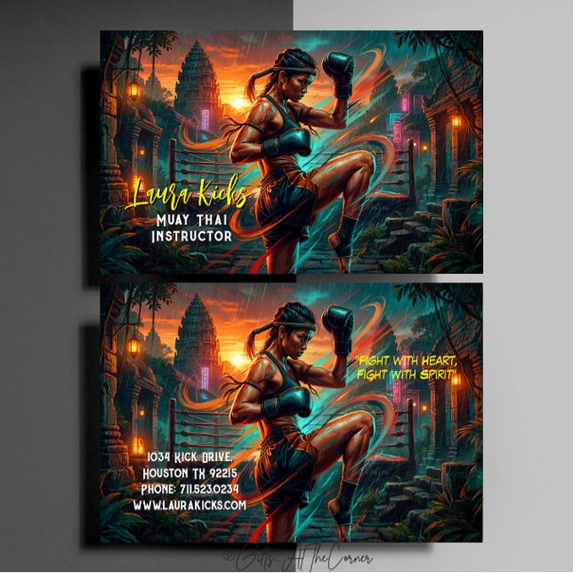 Cartão De Visita Kickboxing Martial Arts Muay Thai Instructor (Criador carregado)