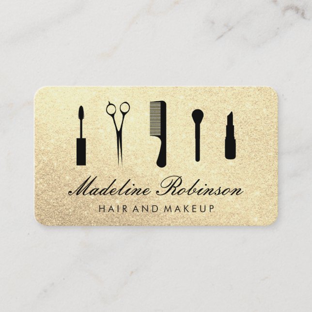 Cartão De Visita Kit de Glamor com Glitter Elegante (Frente)